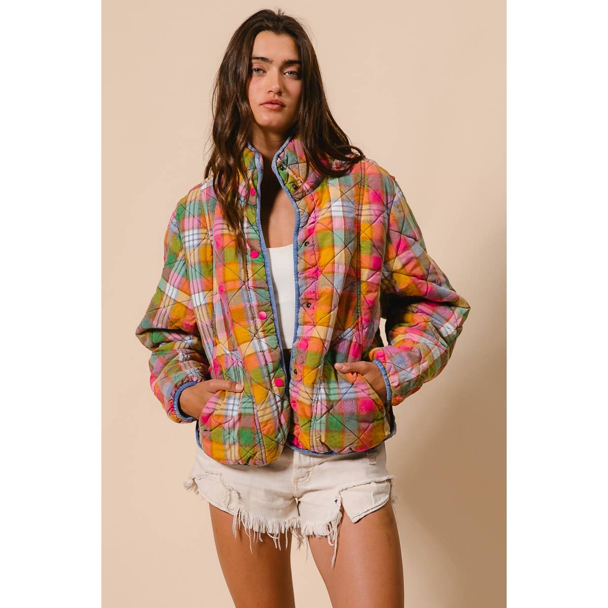 Vintage Plaid Quilted Jacket