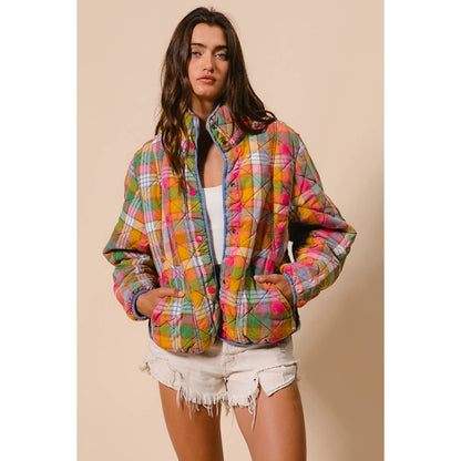 Vintage Plaid Quilted Jacket
