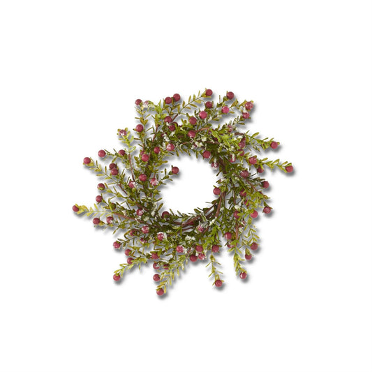 Glittered Snowy Red Berry Candle Ring - 12.5 Inch