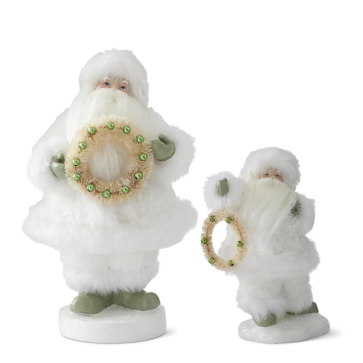 White Fur Santa w/Wreath