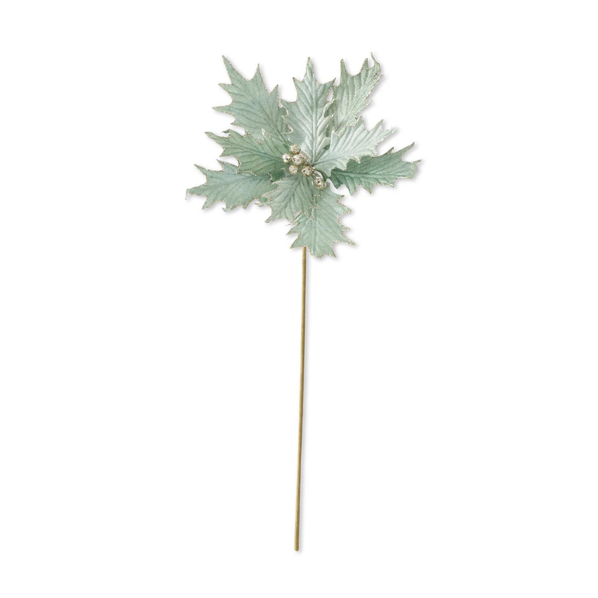 Sage Velvet Lined Poinsettia Stem - 22 in