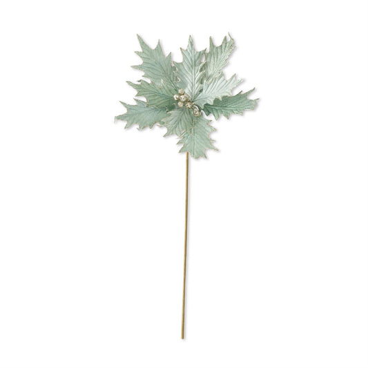 Sage Velvet Lined Poinsettia Stem - 22 in