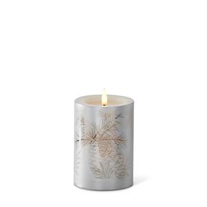 Silver LED Pinecone Candle w/Timer