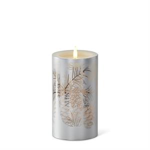 Silver LED Pinecone Candle w/Timer