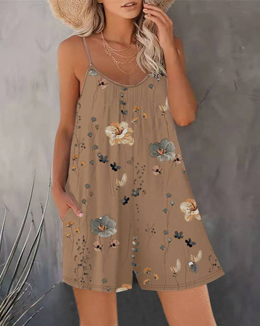 Sleeveless Floral Print Romper