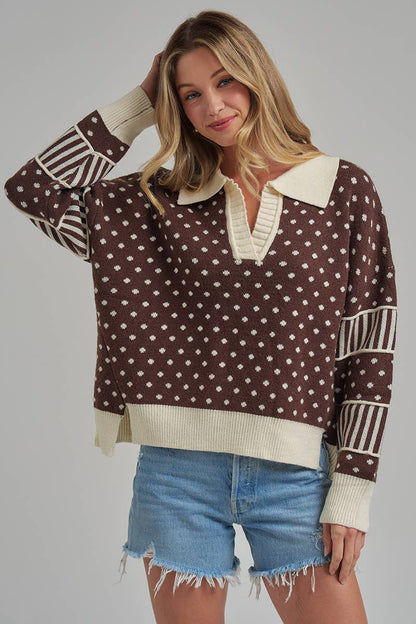 Laney Brown Polka Dot Sweater
