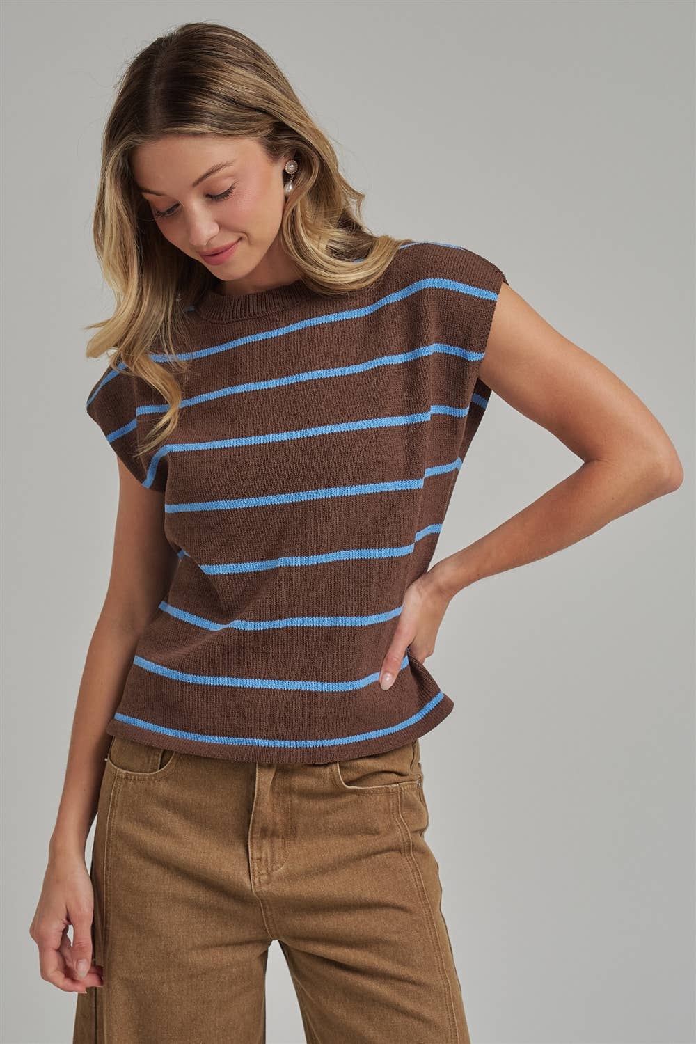Brown/Blue Stripe Sweater Vest