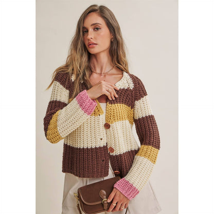 Fall Stripe Chunky Cardigan