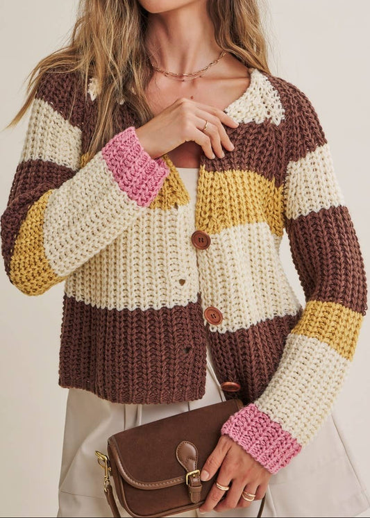 Fall Stripe Chunky Cardigan