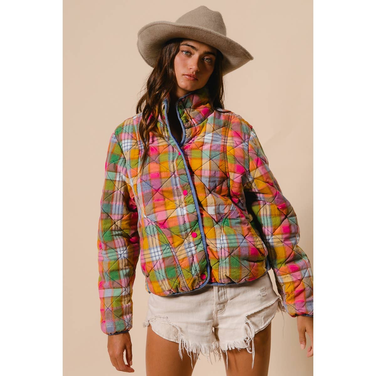 Vintage Plaid Quilted Jacket