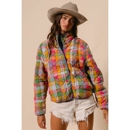 Vintage Plaid Quilted Jacket