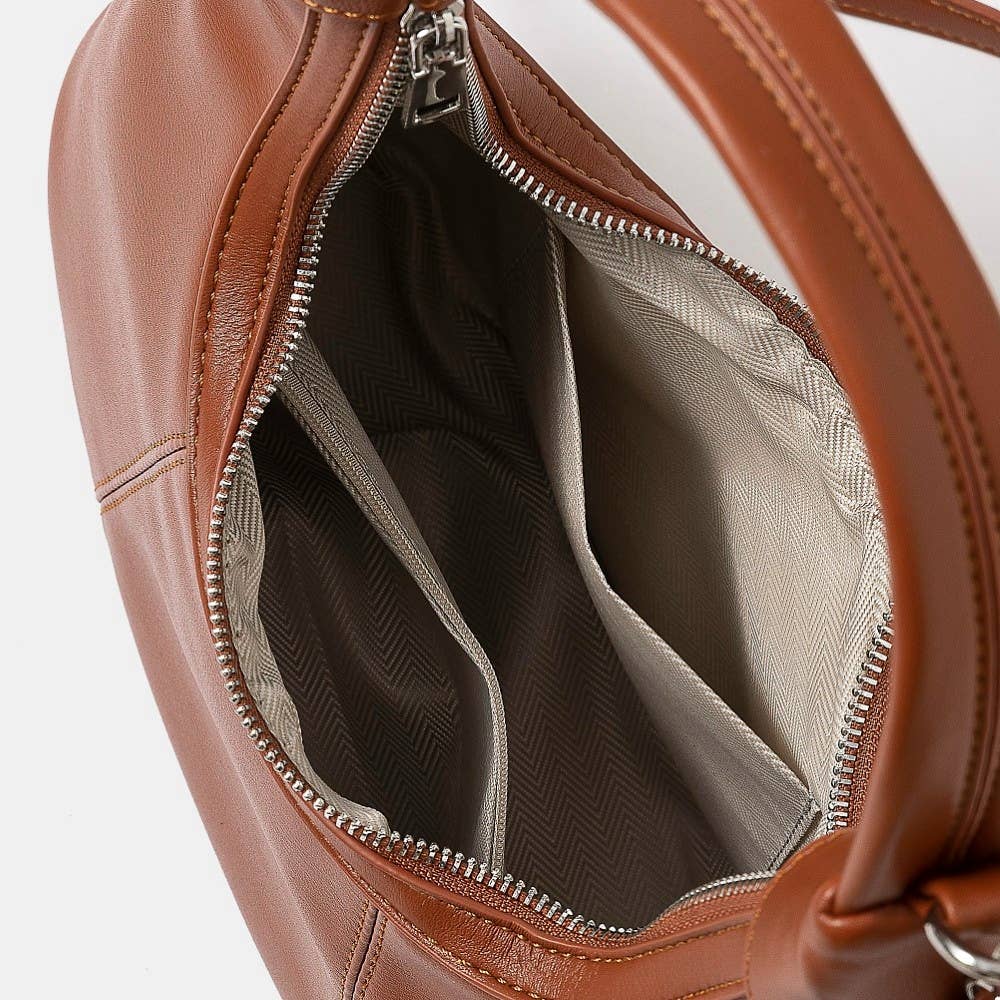 Faux Leather Round Bag