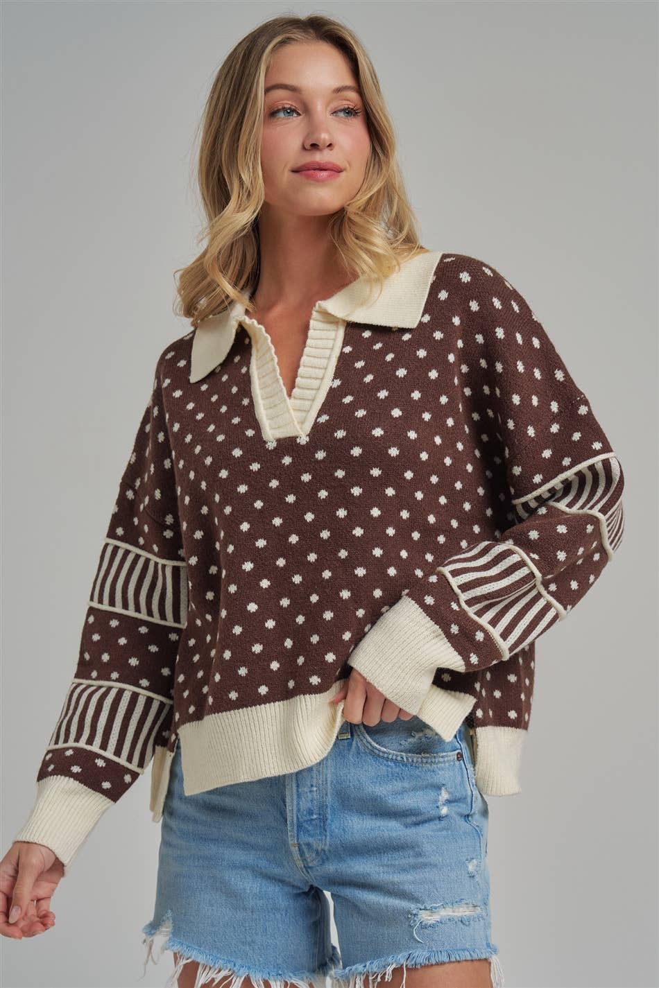 Laney Brown Polka Dot Sweater