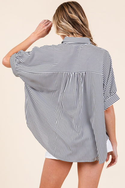 Loddi Oversized Black Stripe Blouse