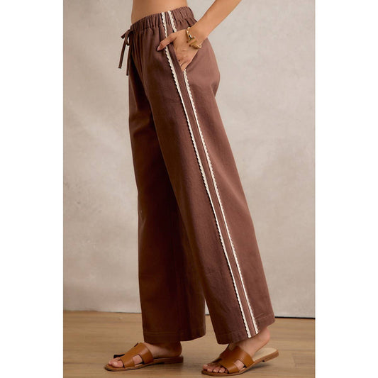 Lace Trimmed Wide Leg Pants