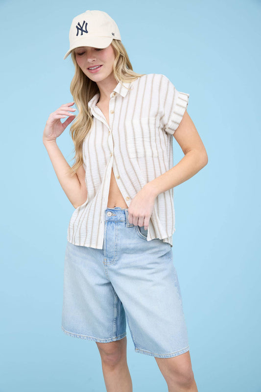 Polly Button Down Stripe Top