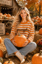 Pumpkin Striped Knit Sweater