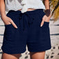 Navy Drawstring Wide Leg Short