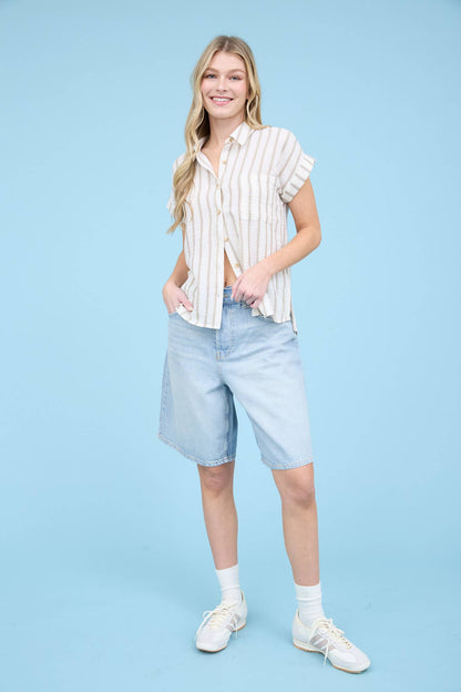 Polly Button Down Stripe Top