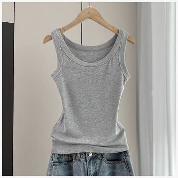 Light Grey Ribbed Fitted Tank