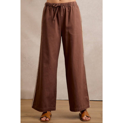 Lace Trimmed Wide Leg Pants