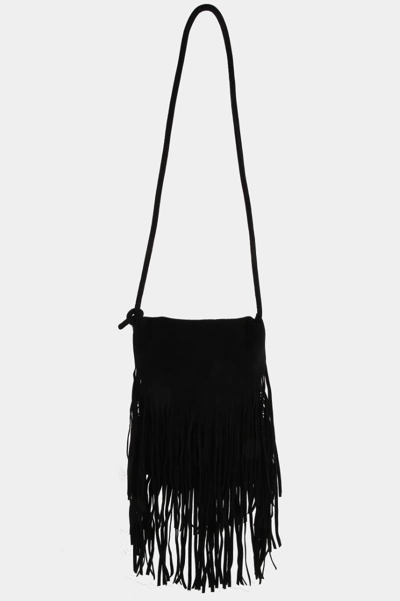 Faux Suede Fringe Bag