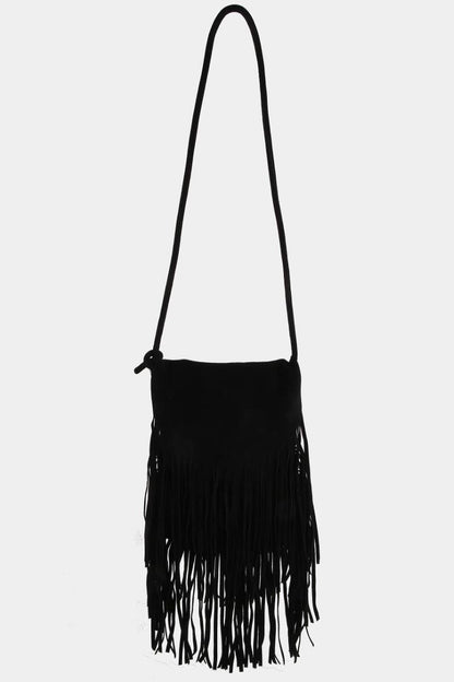 Faux Suede Fringe Bag