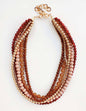 Multi Layered Brown Wood and Gold Beaded Necklace