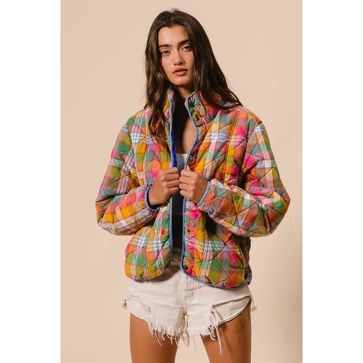 Vintage Plaid Quilted Jacket
