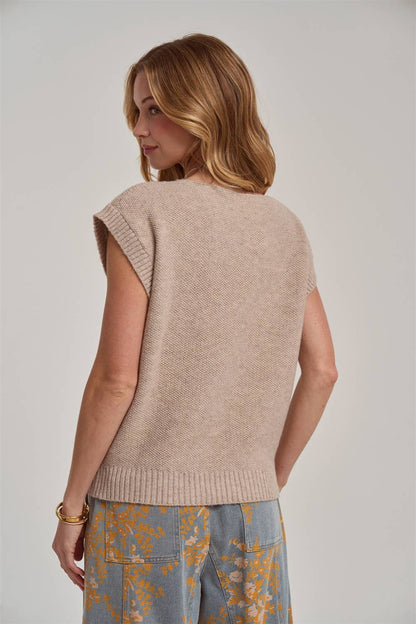 Landon V-Neck Tan Sweater