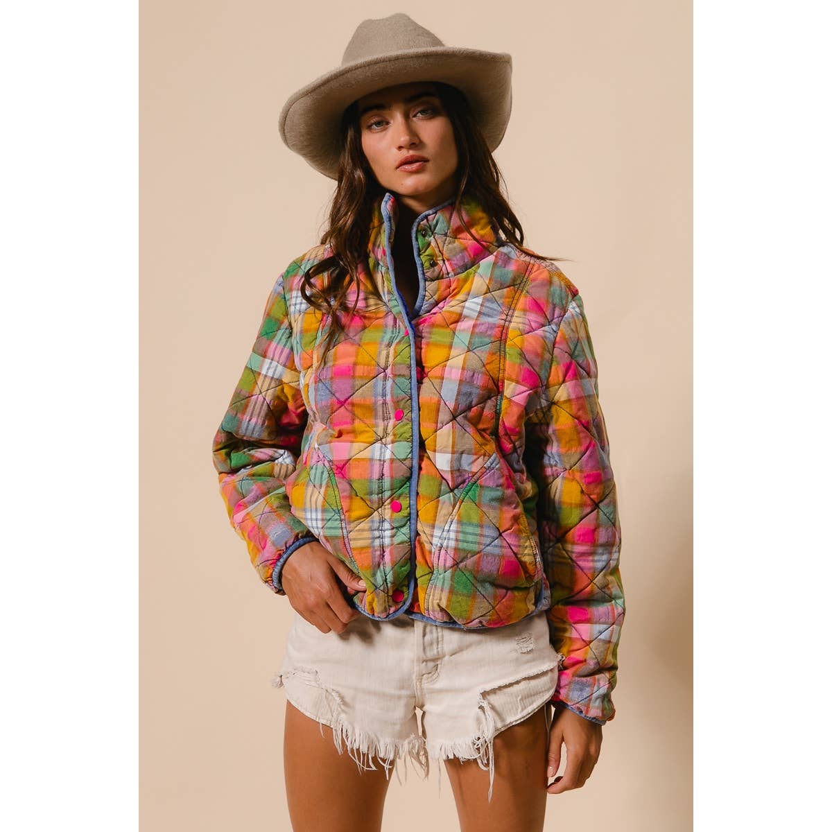 Vintage Plaid Quilted Jacket