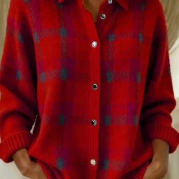 Red Plaid Cardigan