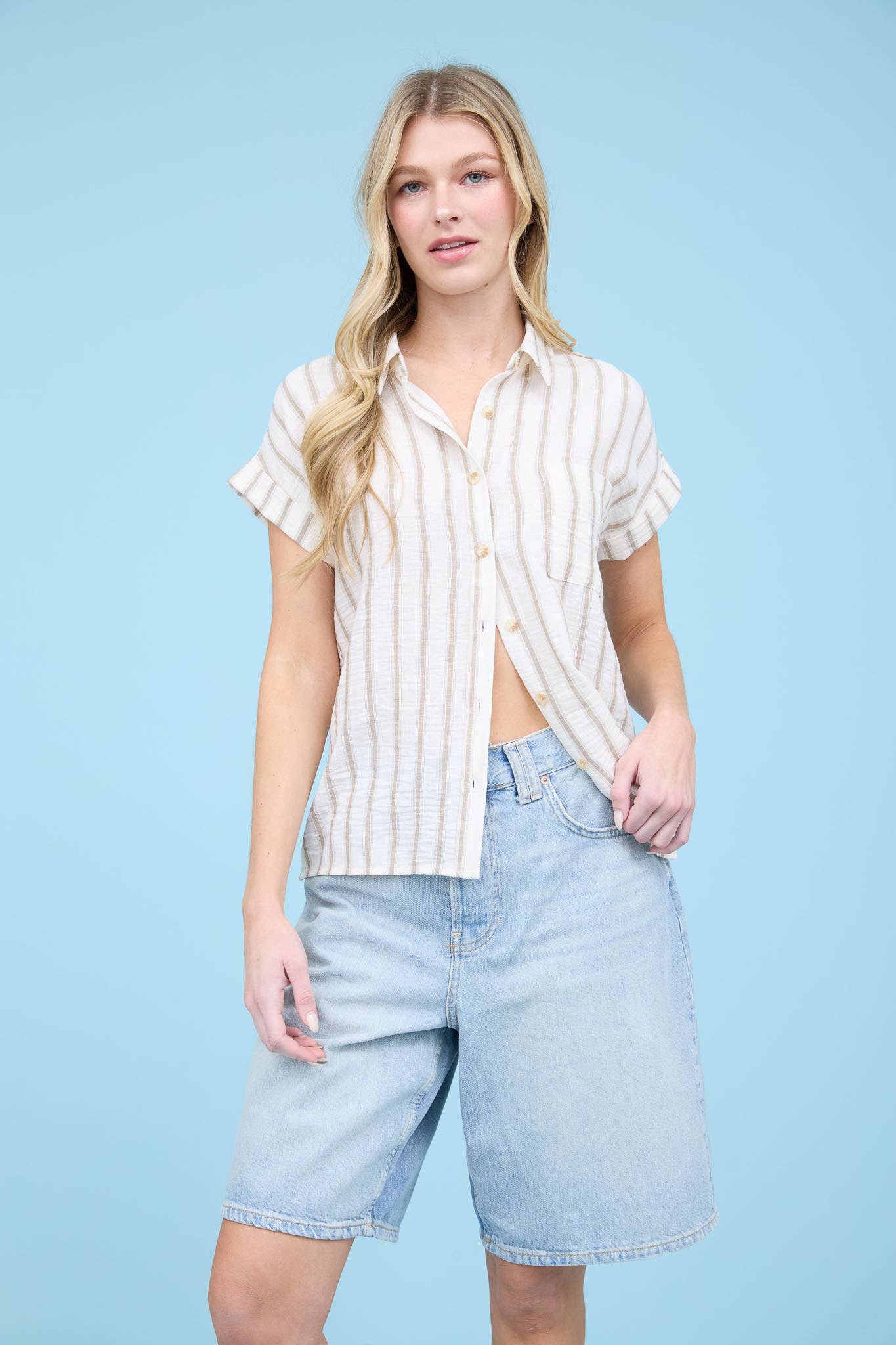 Polly Button Down Stripe Top