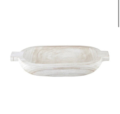 Paulownia Double Handle Tray in White