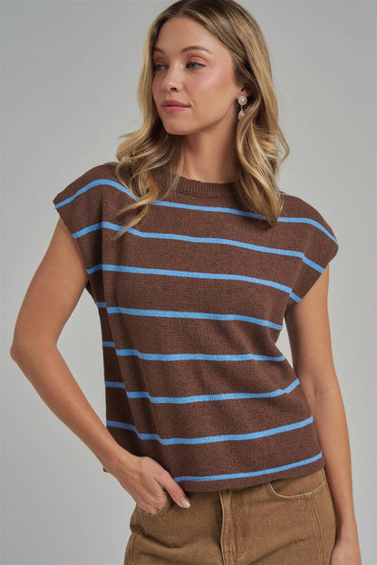 Brown/Blue Stripe Sweater Vest