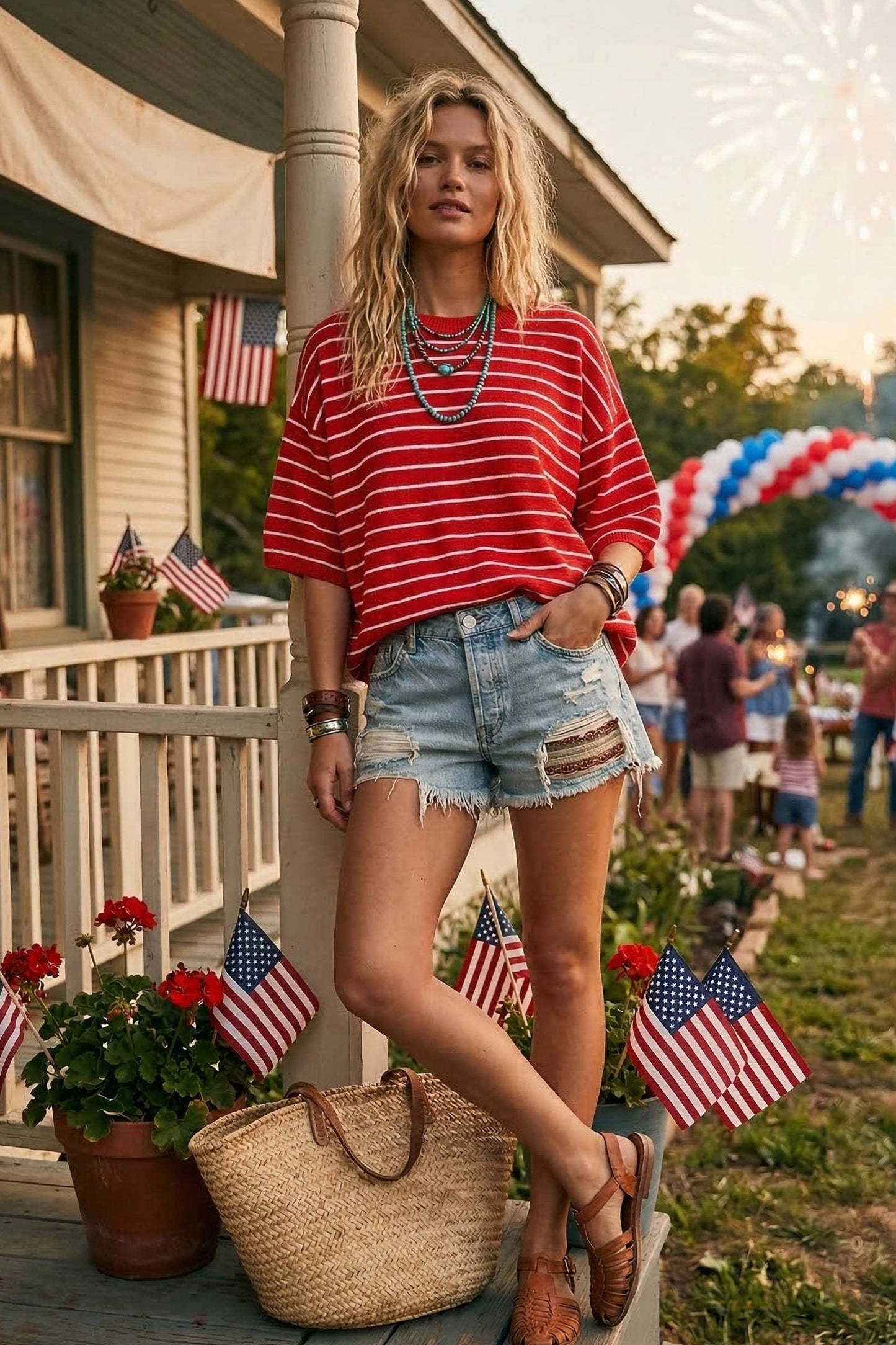 Striped Short Sleeve Sweater