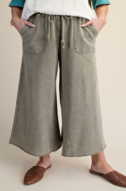 Mineral Washed Terry Knit Pants in Ash