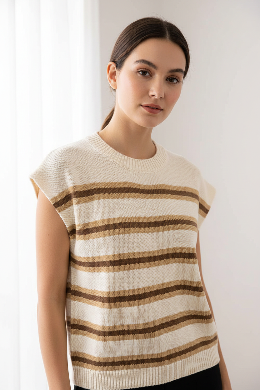 Structured Shoulder Stripe Vest