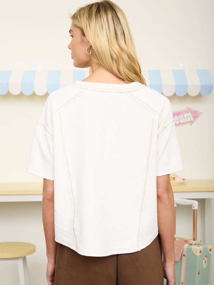 Textured Short Sleeve Top