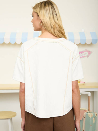 Textured Short Sleeve Top