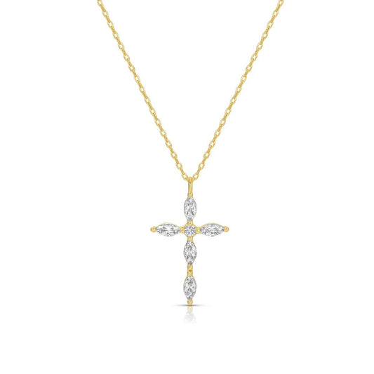 Classic Devotion: Delicate Cubic Zirconia Cross Necklace