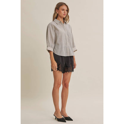Plaid Dolman Button-Down Shirt