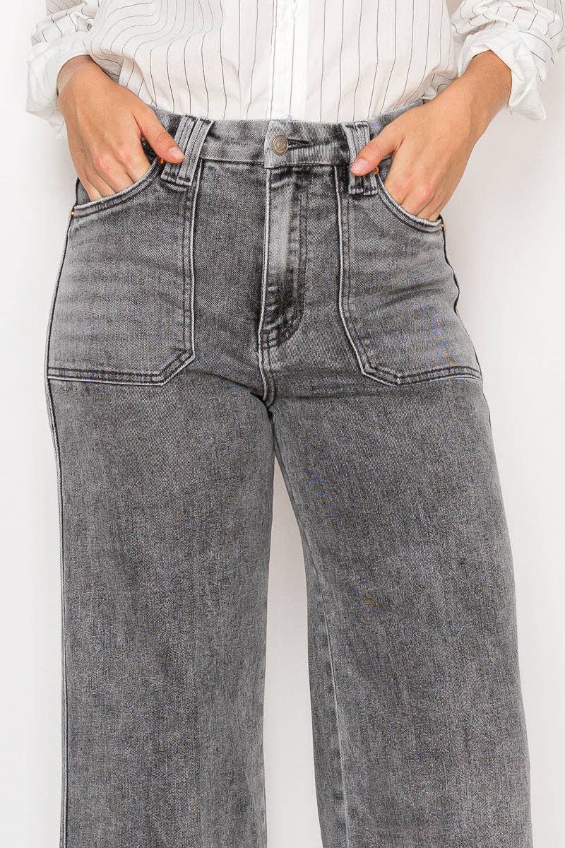 Perfect Palazzo Jeans in Acid Black