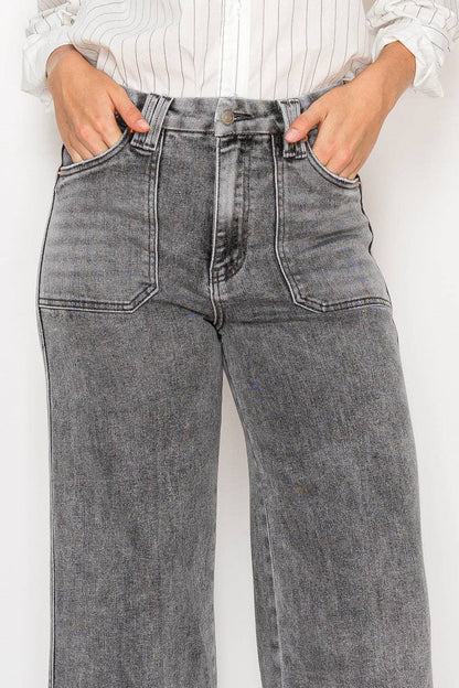 Perfect Palazzo Jeans in Acid Black