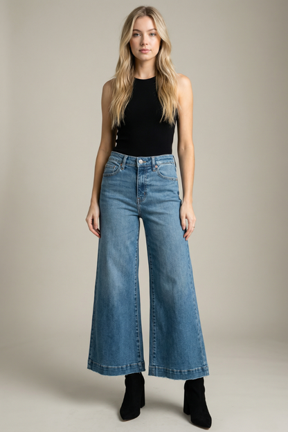 High Rise Crop Palazzo Jeans