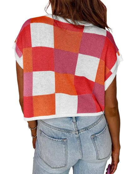 Color Block Plaid Sweater