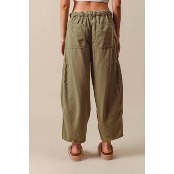 Olive Mid-Rise Wide Leg Pants