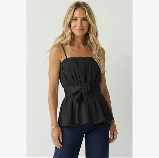 Lori Buckle Pleated Top