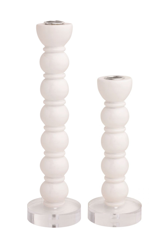White Resin Taper Holder