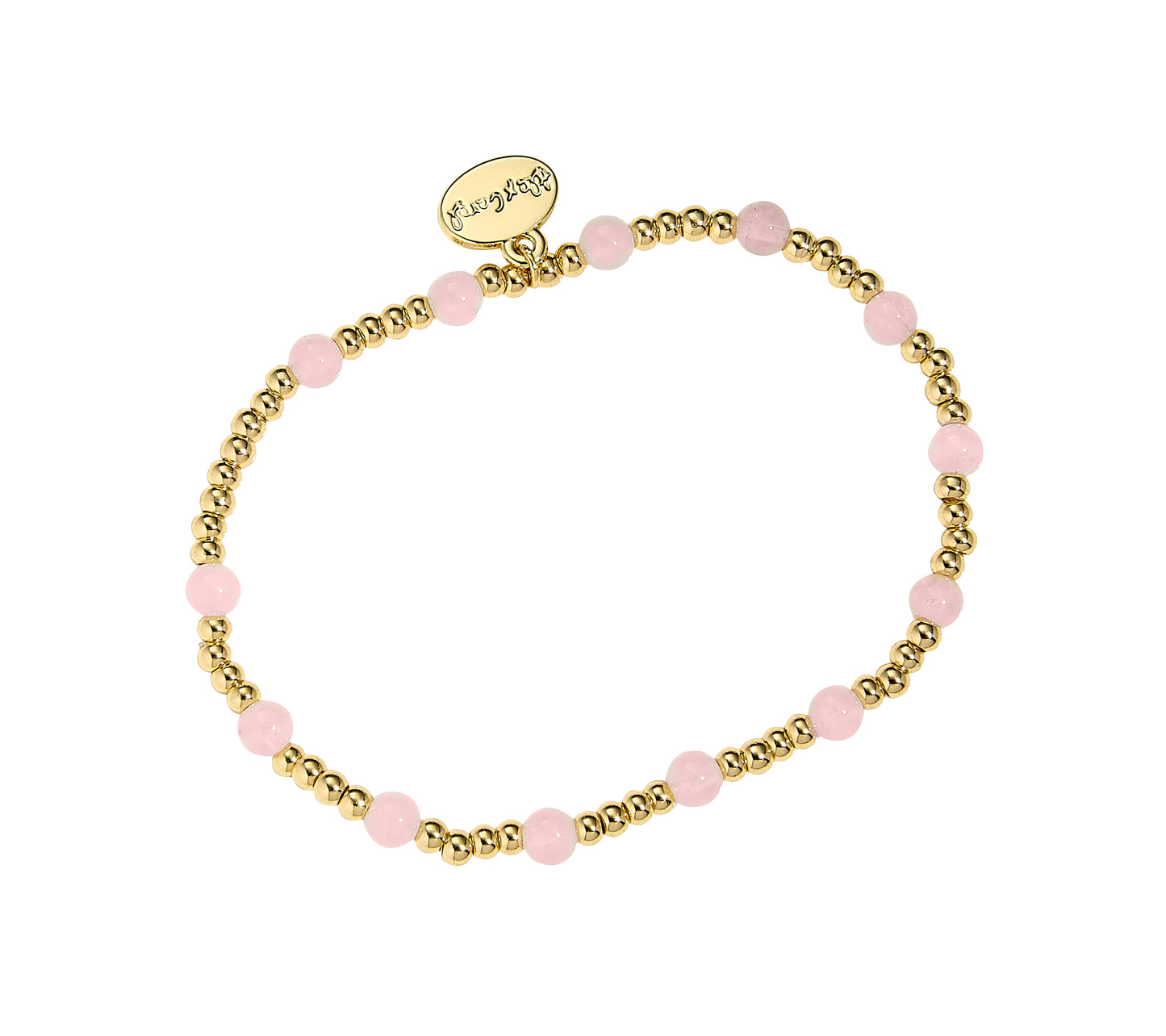 WR 3MM Gold Ball 4MM Rose Quartz Gemstone Bracelet